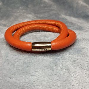 Endless Double Coral Leather Gold Clasp Bracelet By JLO 7 inch NEW A98